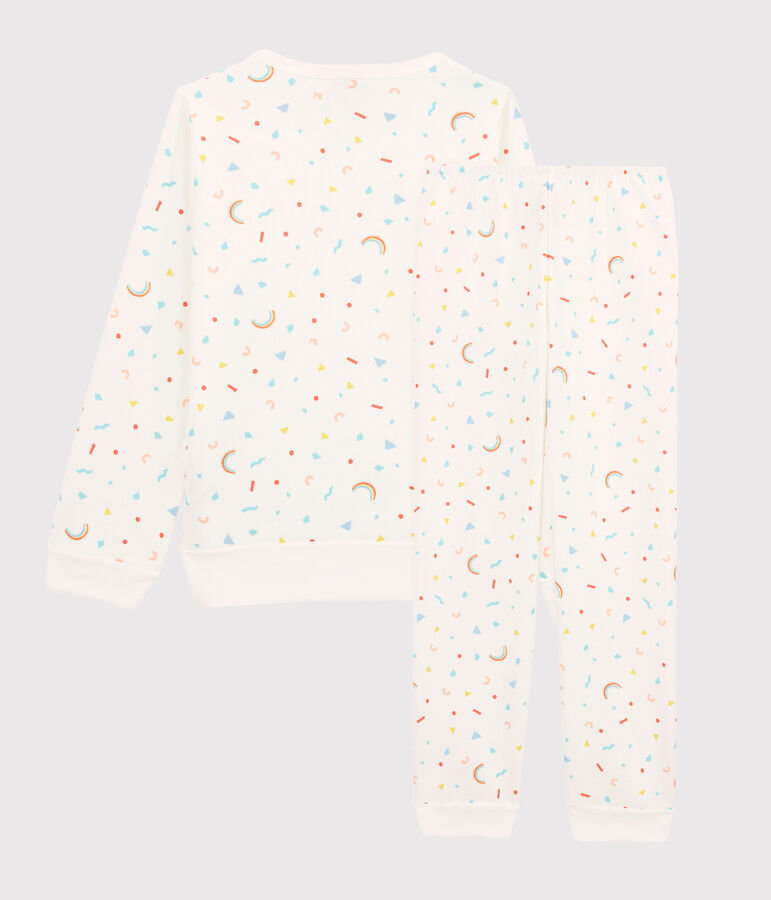 Pyjama &agrave; imprim&eacute; confettis petite fille en molleton blanc MARSHMALLOW/blanc MULTICO