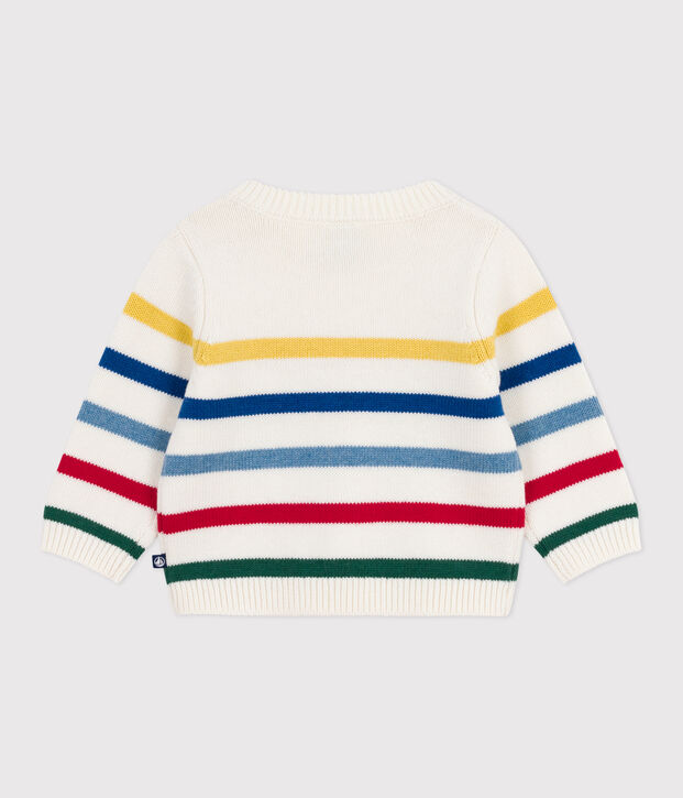 Pull b&eacute;b&eacute; en laine et coton &agrave; rayures multico blanc/multicouleur