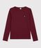 Tee-shirt femme col amiral en coton manches longues bordeaux