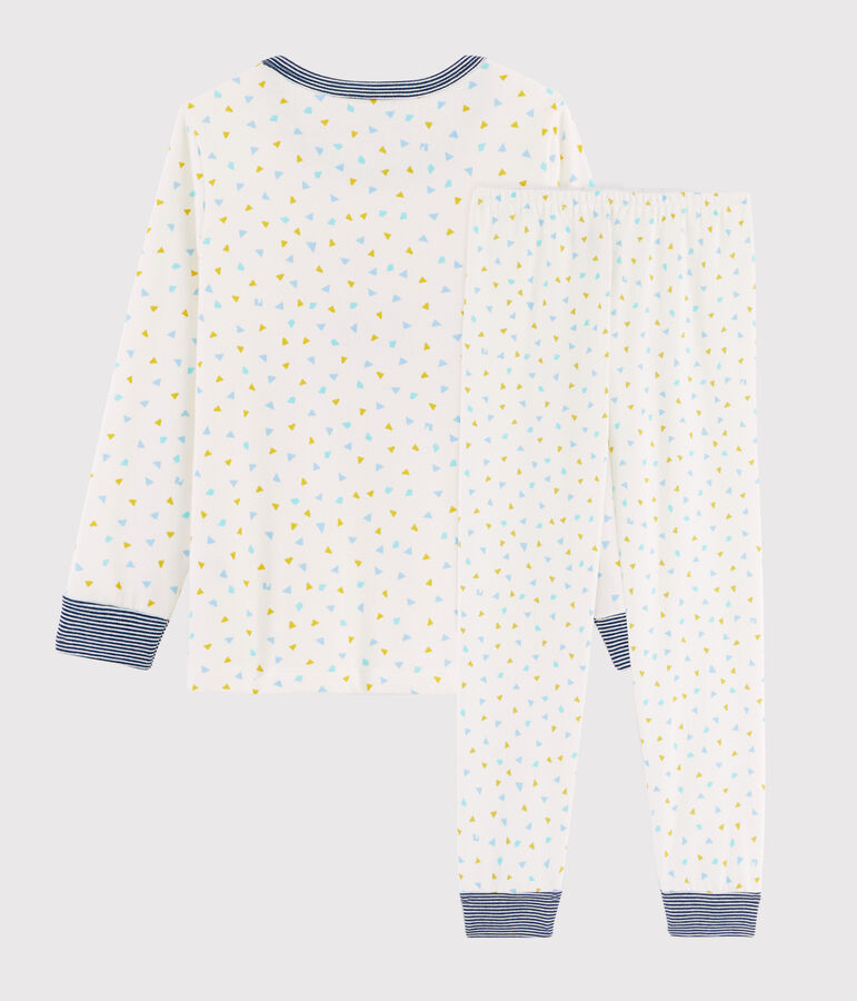 Pyjama enfant &agrave; motif tigre en c&ocirc;te blanc MARSHMALLOW/blanc MULTICO
