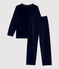Pyjama rayé petit garçon en velours bleu SMOKING/blanc MULTICO