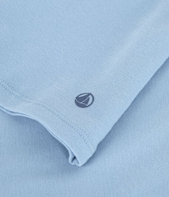 Tee-shirt femme en coton manches courtes uni bleu FLO