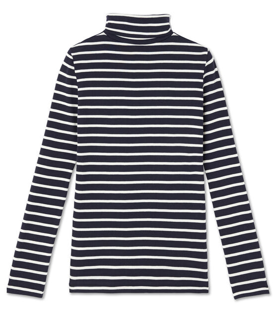 Sous pull femme iconique rayé bleu SMOKING/beige COQUILLE