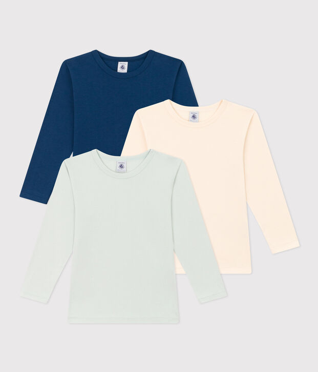 Lot de 3 tee shirts manches longues en coton petit gar&ccedil;on multicouleur