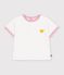 Tee-shirt b&eacute;b&eacute; en coton manches courtes uni et badge c&oelig;ur blanc