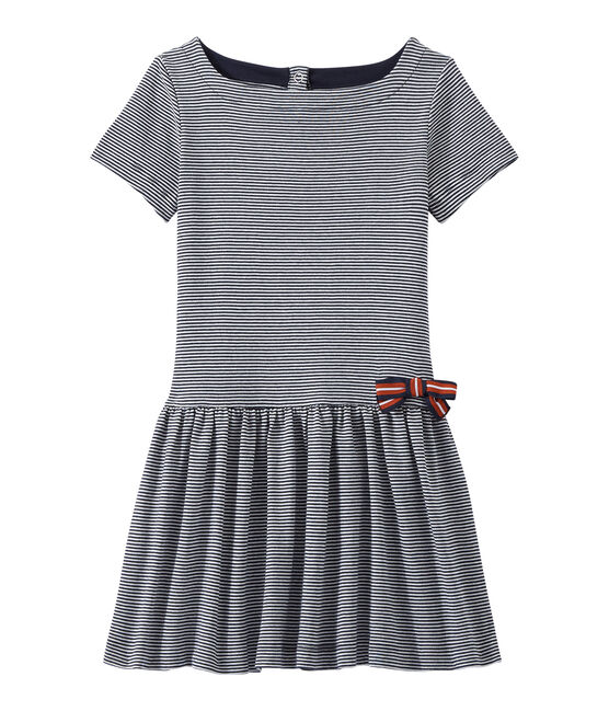 Robe fille rayé milleraies bleu SMOKING/blanc LAIT