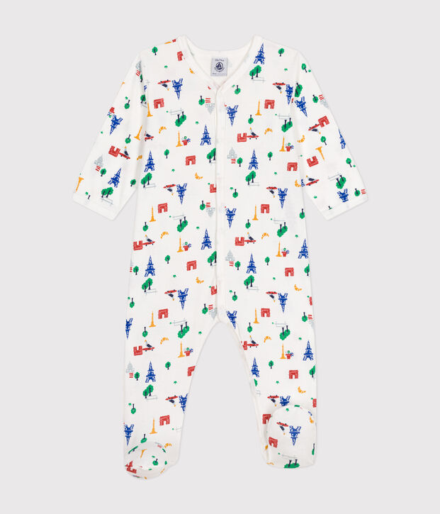 Pyjama imprim&eacute; Paris en coton b&eacute;b&eacute; blanc/multicouleur