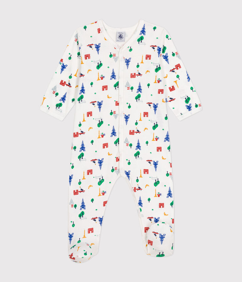 Pyjama imprim&eacute; Paris en coton b&eacute;b&eacute; blanc/multicouleur
