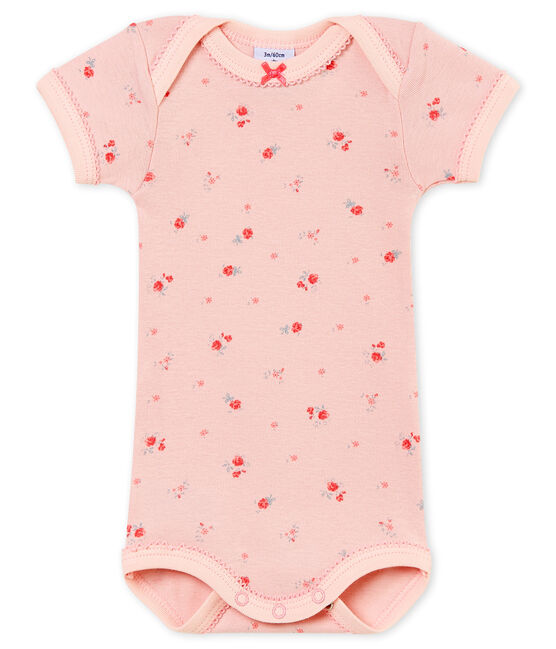 Body manches courtes bébé fille rose JOLI/blanc MULTICO