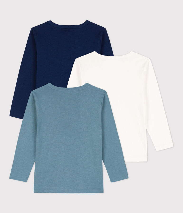 Lot de 3 tee-shirts manches longues enfant fille / gar&ccedil;on en coton multicouleur