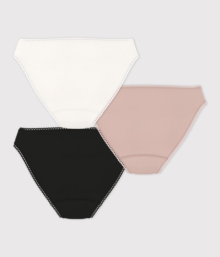 Lot de 3 culottes unies en coton et &eacute;lasthanne femme variante 1