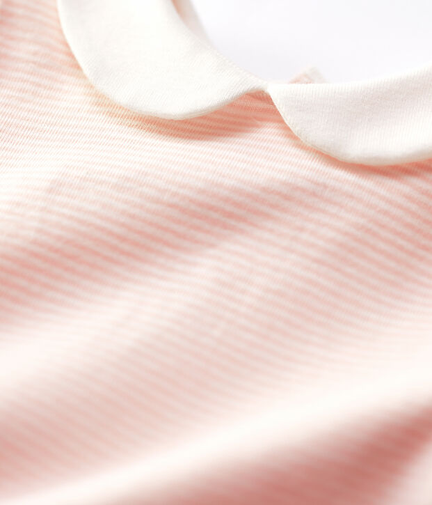 Body en coton b&eacute;b&eacute;. rose/blanc