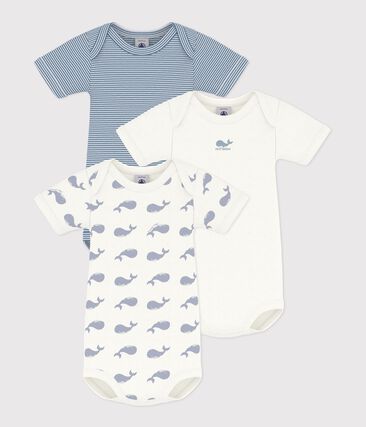 Lot de bodies manches courtes en coton imprimé baleine bébé