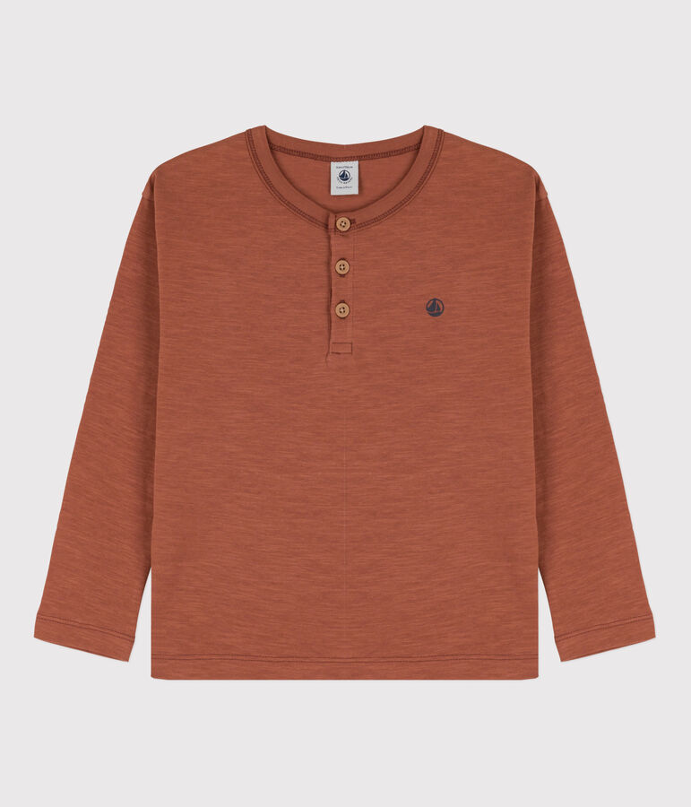 Tee-shirt manches longues en coton enfant gar&ccedil;on marron CINA