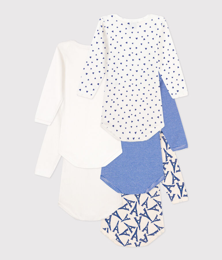 Lot de 5 bodies manches longues Paris b&eacute;b&eacute; en coton multicouleur