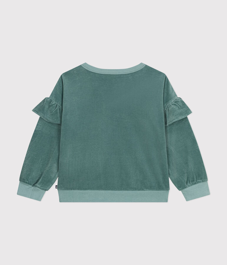 Sweatshirt en bouclette velours unie enfant fille vert BRUT
