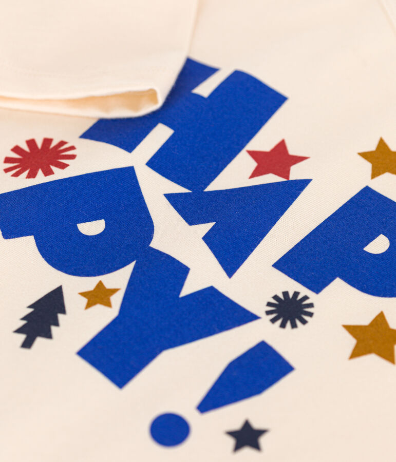 Tee-shirt manches longues en jersey fin enfant gar&ccedil;on &eacute;cru AVALANCHE