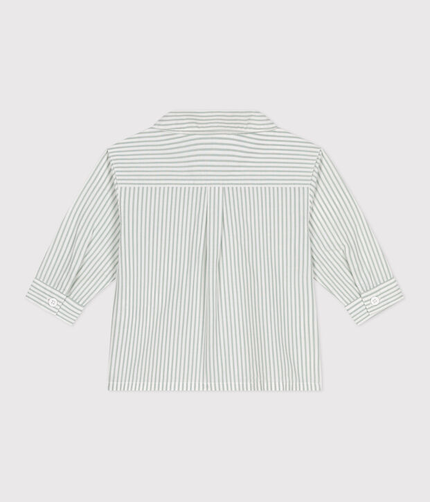 Chemise b&eacute;b&eacute; en coton ray&eacute;e vert/blanc