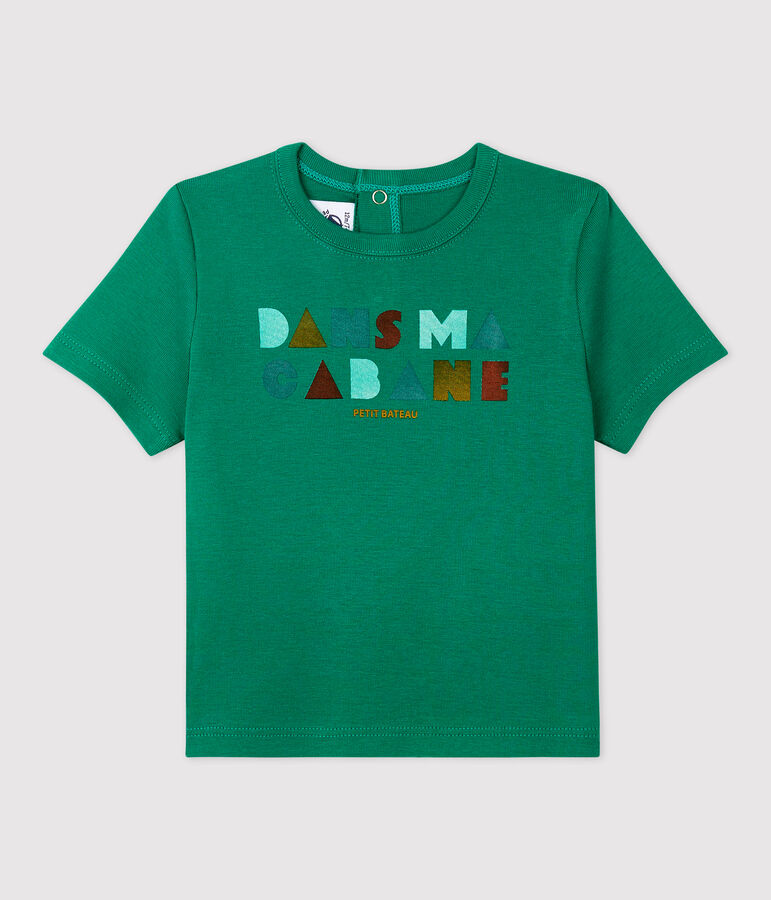 Tee-shirt manches courtes avec motif en coton b&eacute;b&eacute; vert GAZON