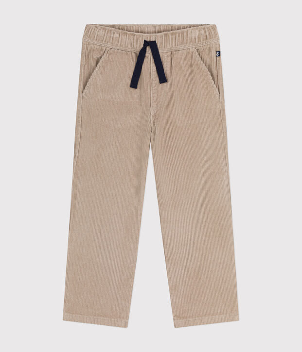 Pantalon droit en velours enfant gar&ccedil;on beige