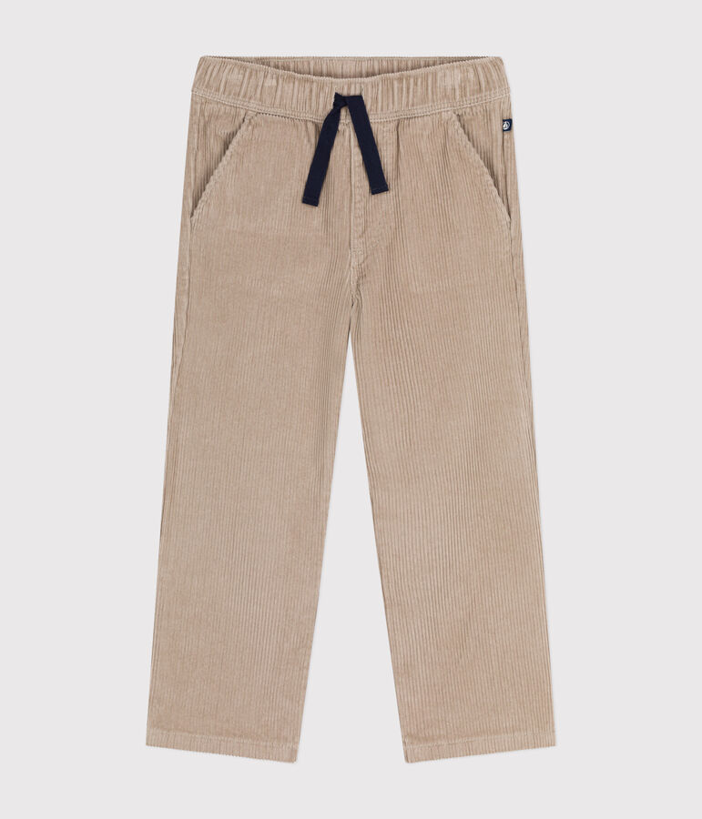 Pantalon droit en velours enfant gar&ccedil;on HUITRE