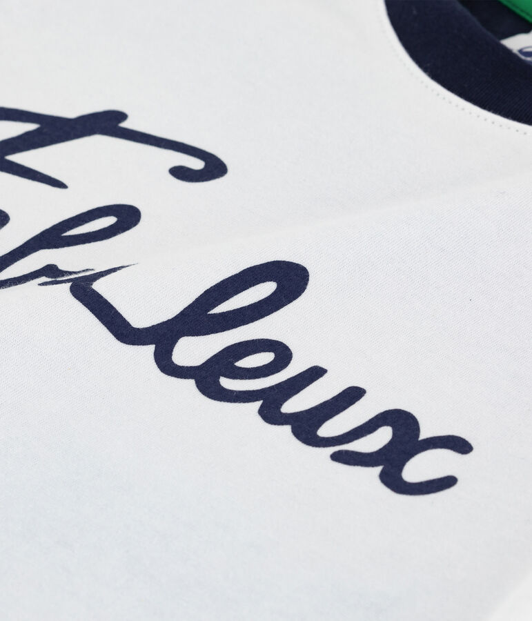 Tee-shirt manches longues en coton enfant gar&ccedil;on blanc/multicouleur