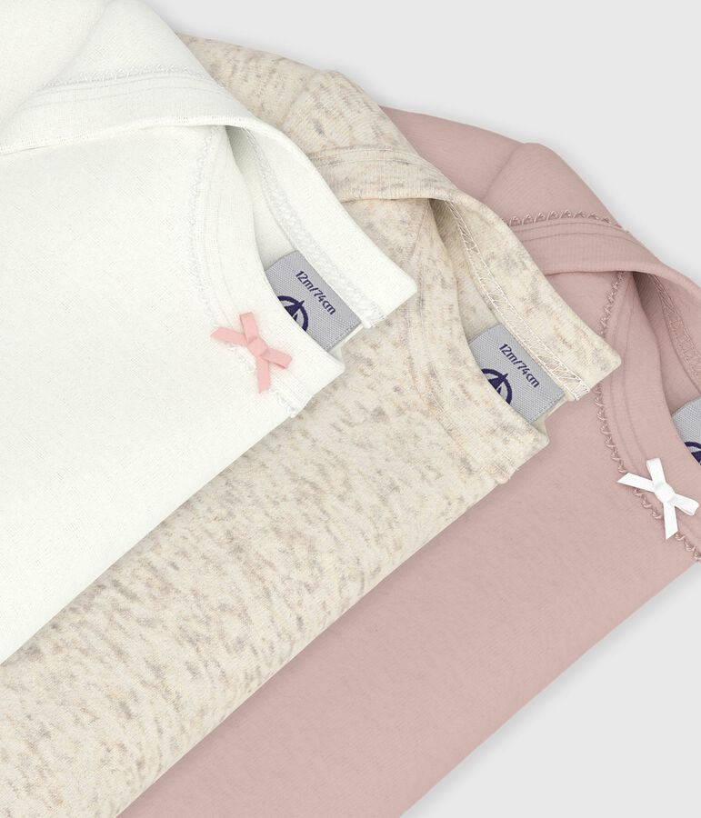 Lot de 3 bodies manches courtes en coton uni b&eacute;b&eacute; variante 1