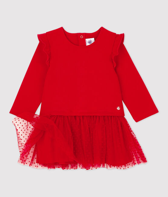 Robe en molleton et tulle bébé. rouge TERKUIT