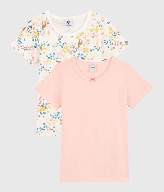 Lot de 2 tee shirts manches courtes petite fille en coton biologique variante 1