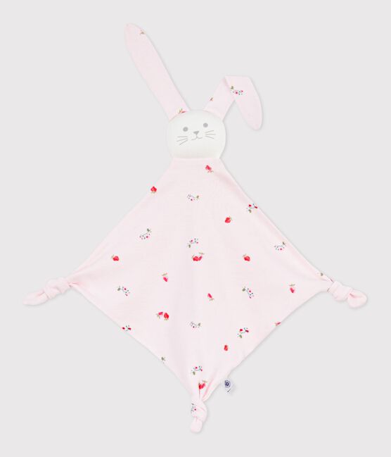 Doudou bébé en coton imprimé fleuri rose BARELY/ MULTICO