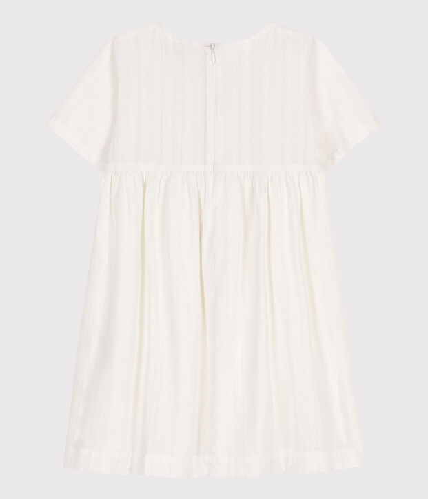 Robe enfant en coton manches courtes blanc
