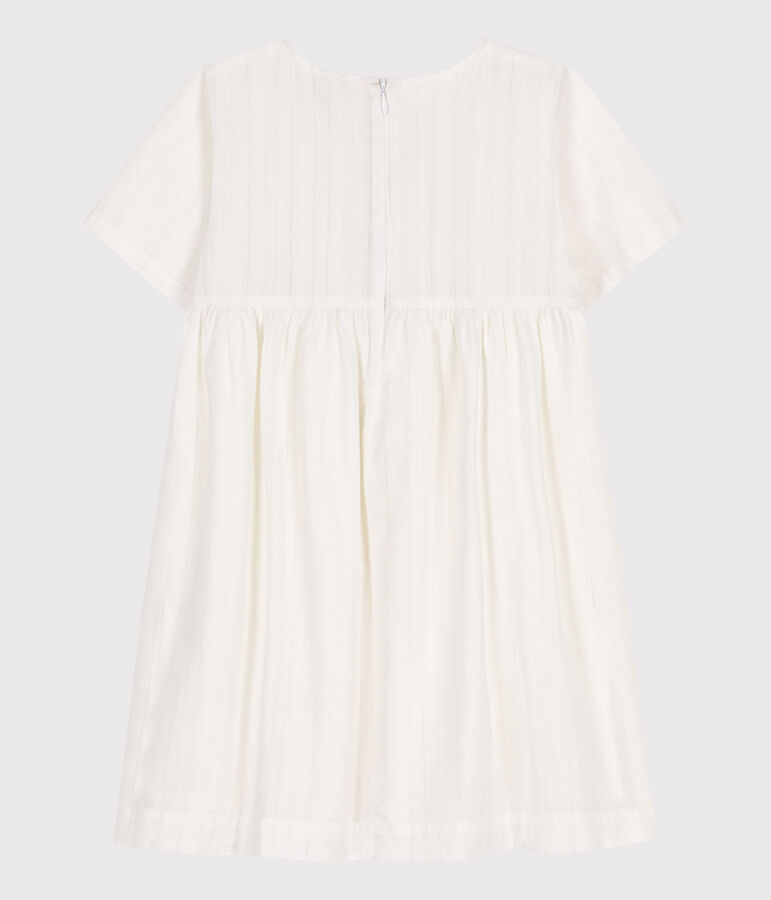 Robe enfant en coton manches courtes blanc ECUME