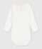 Body b&eacute;b&eacute; en coton uni &agrave; col brod&eacute; blanc