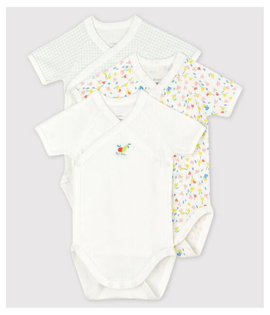 Lot de 3 bodies croisés manches courtes bébé en coton biologique variante 1