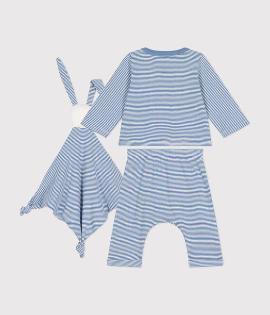 Coffret ensemble 3 pièces en coton bébé bleu BEACH/ MARSHMALLOW