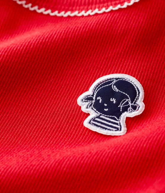 Tee-shirt manches courtes en coton enfant fille rouge TERKUIT