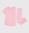 Pyjama enfant en coton manches courtes jambes longues imprim&eacute; rose/multicouleur