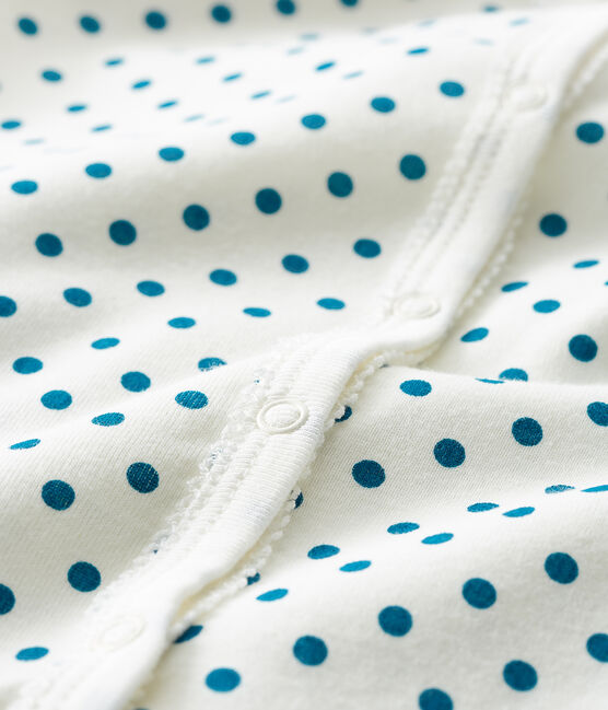 Dors bien sans pieds bébé fille en côte blanc MARSHMALLOW/bleu CONTES