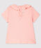 Blouse ajourée manches courtes en coton bébé fille rose MINOIS/blanc ECUME