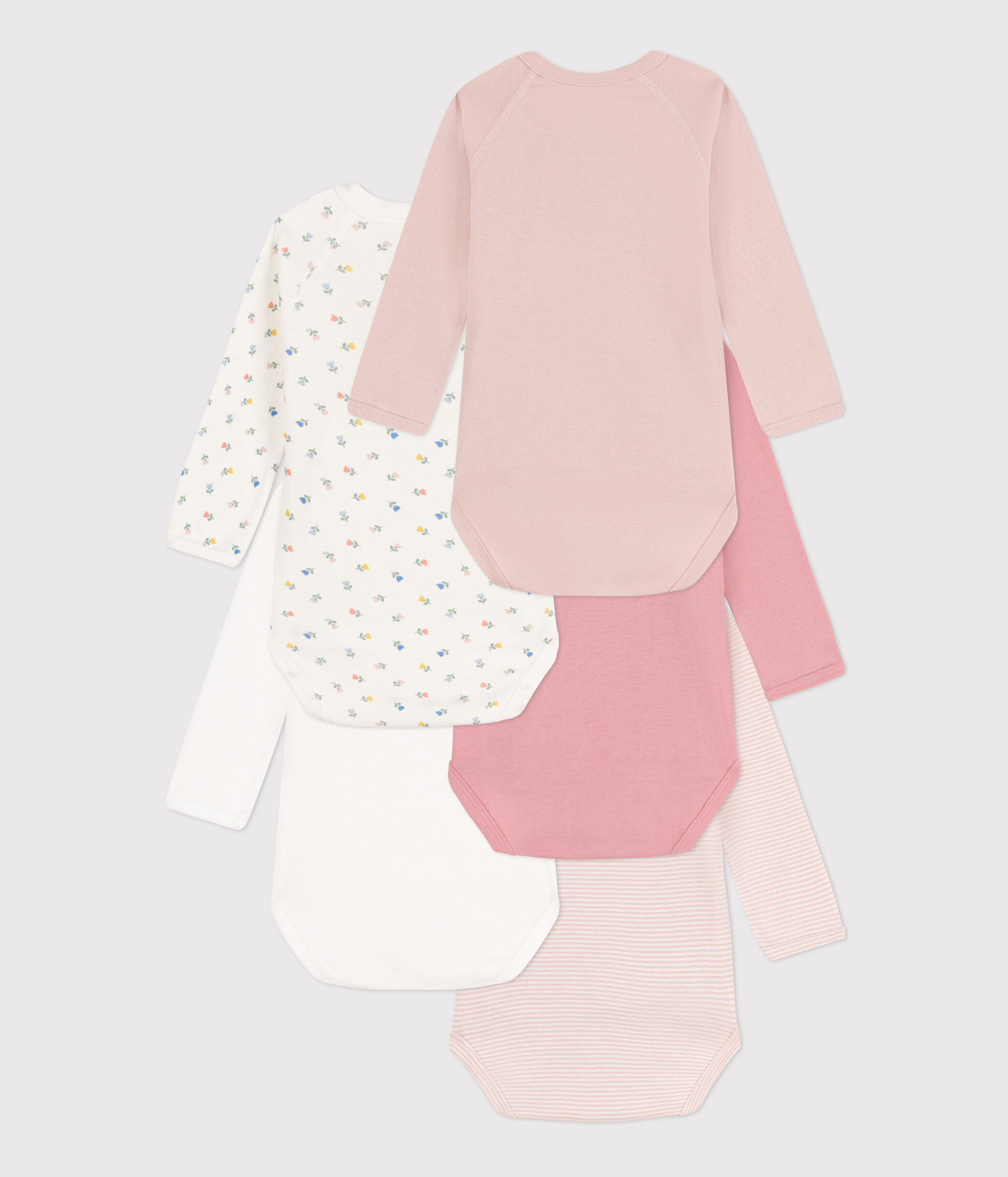 Lot De 3 Bodies Bébé Petit Bateau – Manches Longues, Croisés – Imprimé Ours Et Unis – Taille 0-3 Mois