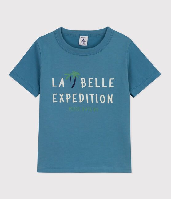 Tee-shirt manches courtes en coton enfant garçon bleu LAVIS