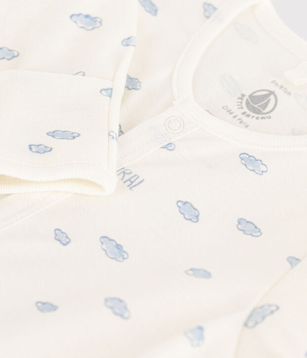 Combisac imprim&eacute; en coton blanc/bleu