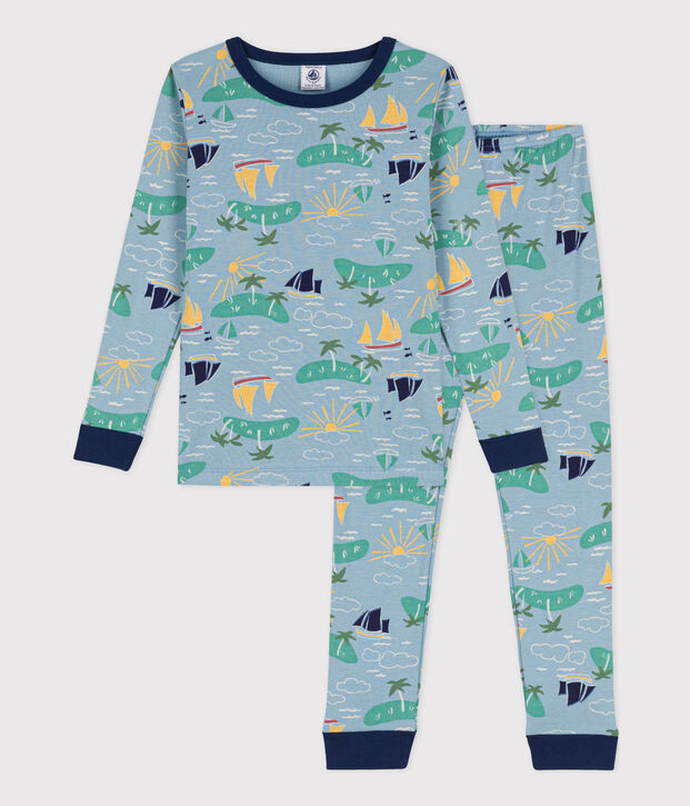 Pyjama ajust&eacute; explorateur en coton enfant bleu/multicouleur