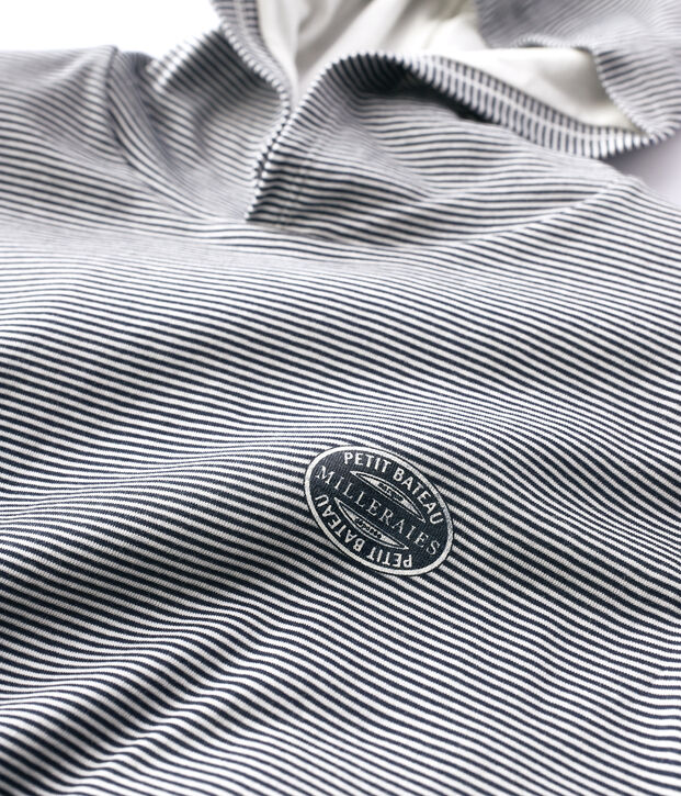 Sweatshirt &agrave; capuche ray&eacute; en coton Femme bleu/blanc