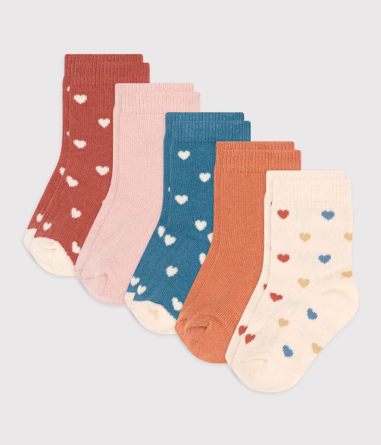 Lot de 5 paires de chaussettes coeurs b&eacute;b&eacute; multicouleur