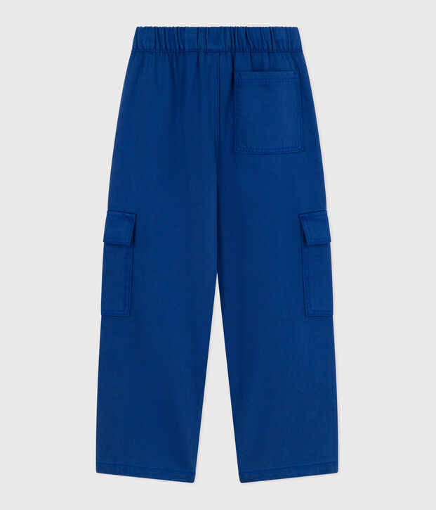 Pantalon cargo enfant en lyocell uni bleu