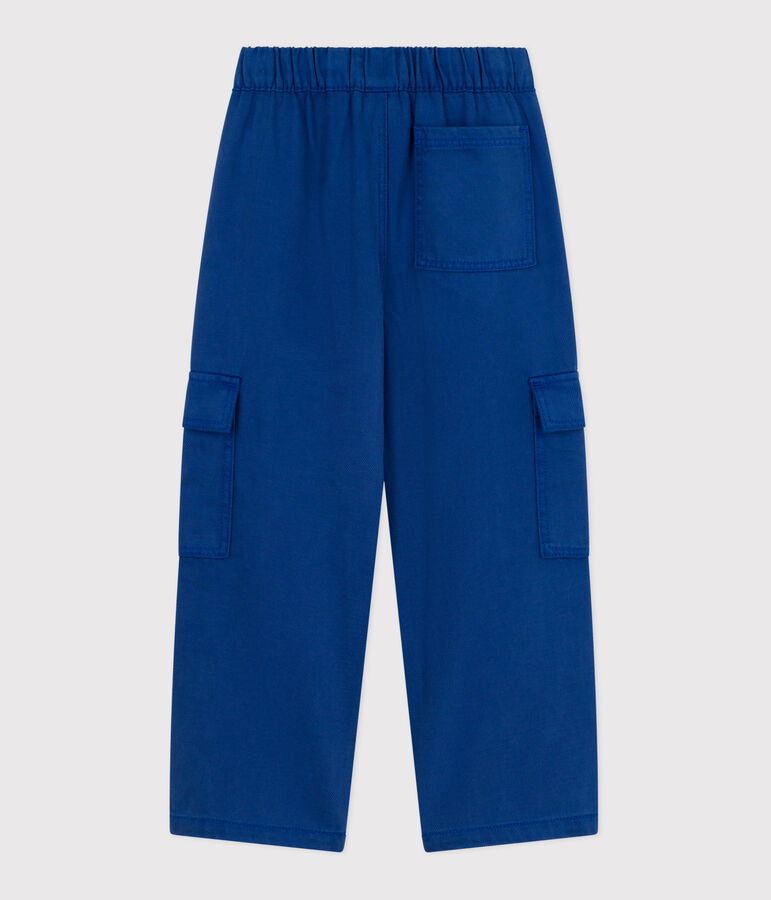 Pantalon cargo enfant en lyocell uni bleu INCOGNITO