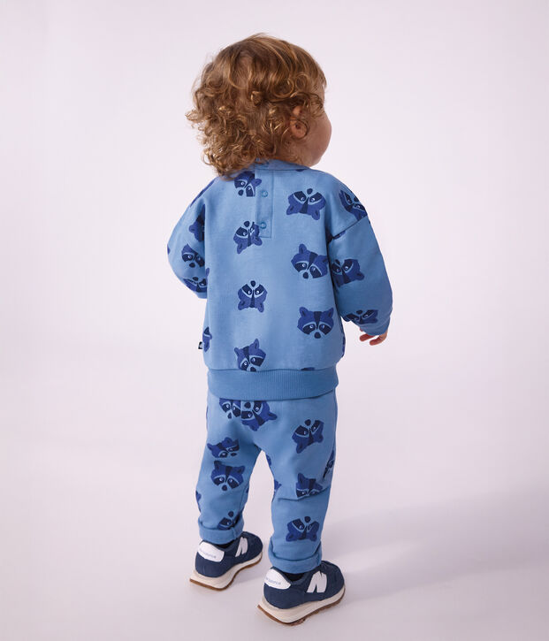 Ensemble sweatshirt et pantalon b&eacute;b&eacute; en coton imprim&eacute; animalier bleu/multicouleur