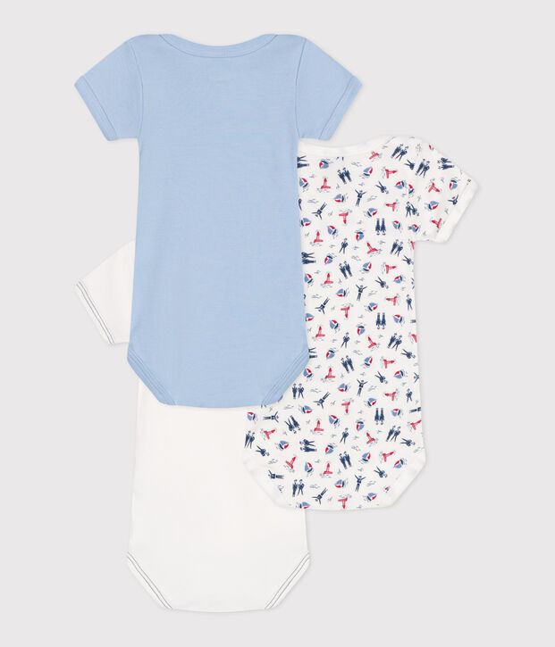 Lot de 3 bodies manches courtes en coton b&eacute;b&eacute; multicouleur