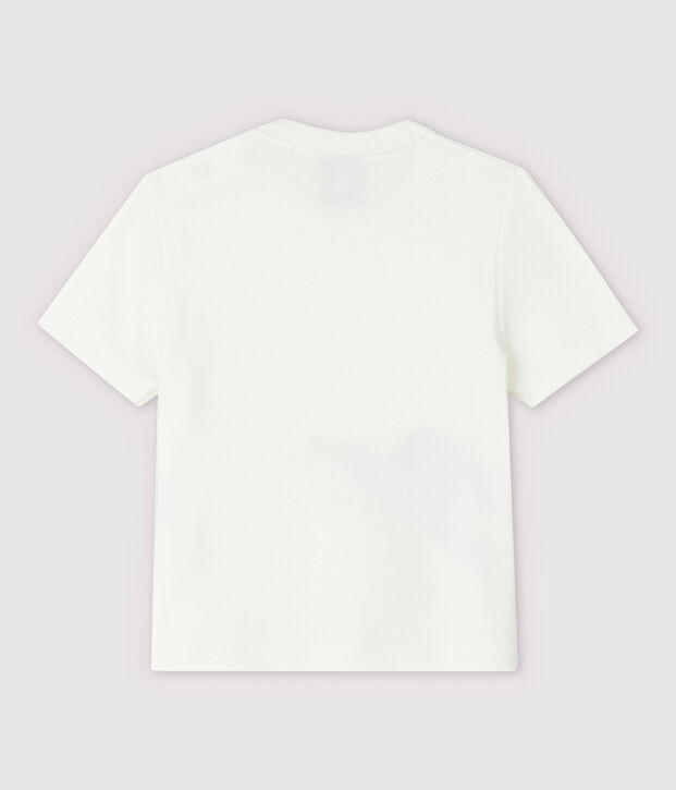 Tee-shirt manches courtes en c&ocirc;te b&eacute;b&eacute; gar&ccedil;on blanc